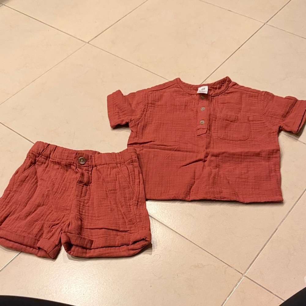 H&M Brick Red Toddler Top and Matching Shorts